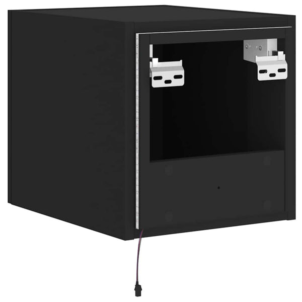 Schwarze TV-Wandschränke mit LED-Beleuchtung Genutu 30,5x35x30cm (2 St.)