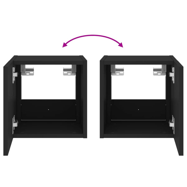 Schwarze TV-Wandschränke mit LED-Beleuchtung Genutu 30,5x35x30cm (2 St.)