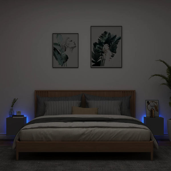 Schwarze TV-Wandschränke mit LED-Beleuchtung Genutu 30,5x35x30cm (2 St.)
