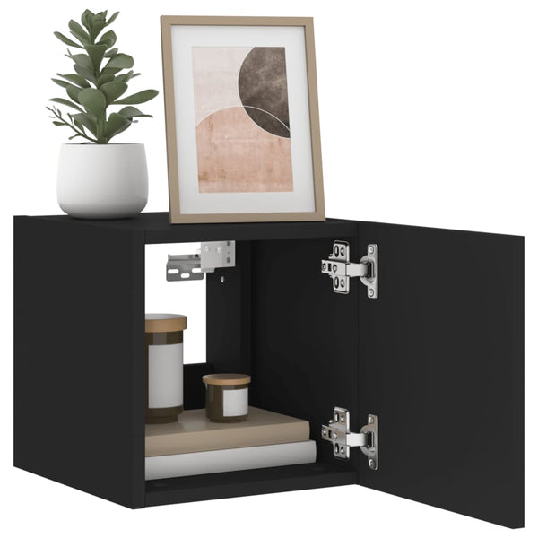Schwarze TV-Wandschränke mit LED-Beleuchtung Genutu 30,5x35x30cm (2 St.)