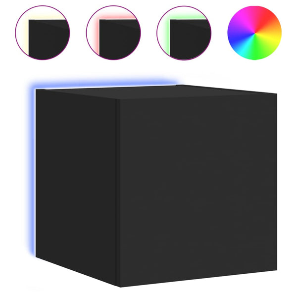 Schwarze TV-Wandschränke mit LED-Beleuchtung Genutu 30,5x35x30cm (2 St.)