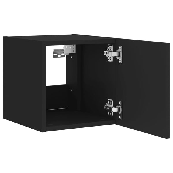 Schwarze TV-Wandschränke mit LED-Beleuchtung Genutu 30,5x35x30cm (2 St.)