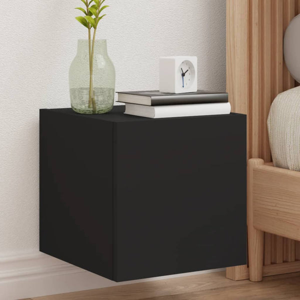 Schwarze TV-Wandschränke mit LED-Beleuchtung Genutu 30,5x35x30cm (2 St.)