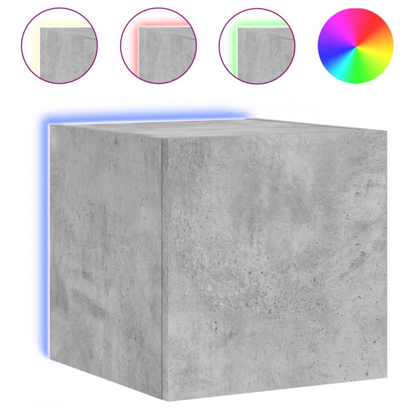Betongrauer TV-Wandschrank Genutu 30,5x35x30cm (mit LED-Beleuchtung)