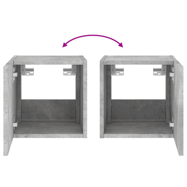 Betongrauer TV-Wandschrank Genutu 30,5x35x30cm (mit LED-Beleuchtung)