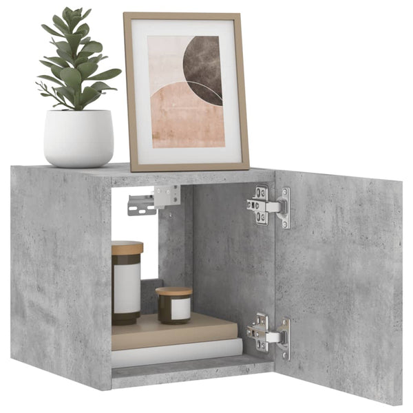Betongrauer TV-Wandschrank Genutu 30,5x35x30cm (mit LED-Beleuchtung)