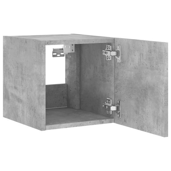 Betongrauer TV-Wandschrank Genutu 30,5x35x30cm (mit LED-Beleuchtung)