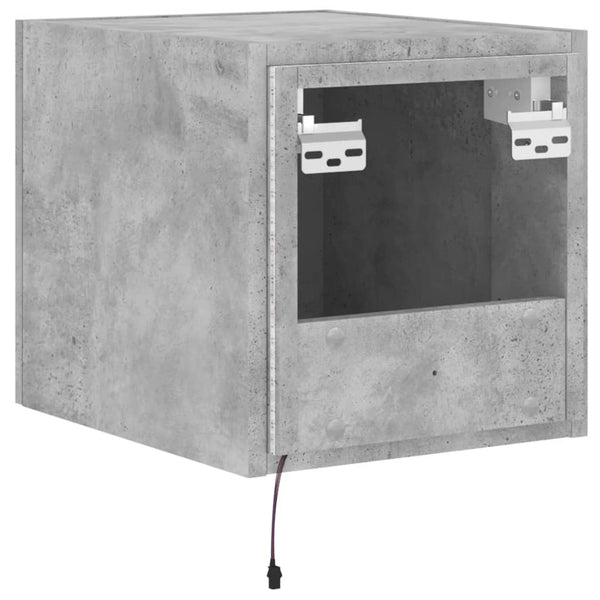 Betongrauer TV-Wandschrank Genutu 30,5x35x30cm (mit LED-Beleuchtung)