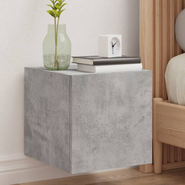 Betongrauer TV-Wandschrank Genutu 30,5x35x30cm (mit LED-Beleuchtung)