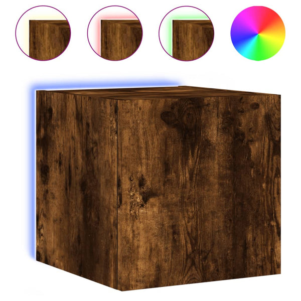 Räuchereiche TV-Wandschrank Genutu 30,5x35x30cm (mit LED-Beleuchtung)