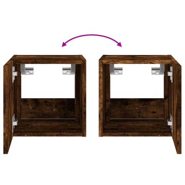 Räuchereiche TV-Wandschrank Genutu 30,5x35x30cm (mit LED-Beleuchtung)