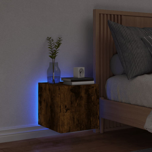 Räuchereiche TV-Wandschrank Genutu 30,5x35x30cm (mit LED-Beleuchtung)