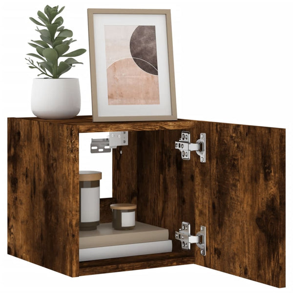 Räuchereiche TV-Wandschrank Genutu 30,5x35x30cm (mit LED-Beleuchtung)