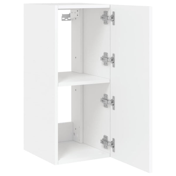 Valkoinen tv-seinäkaappi Genutu 30,5x35x70cm (led-valoilla)
