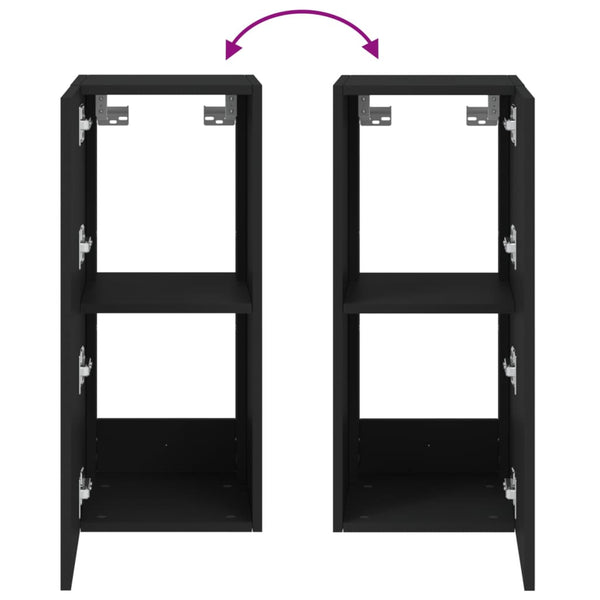 Schwarzer TV-Wandschrank Genutu 30,5x35x70cm (mit LED-Beleuchtung)