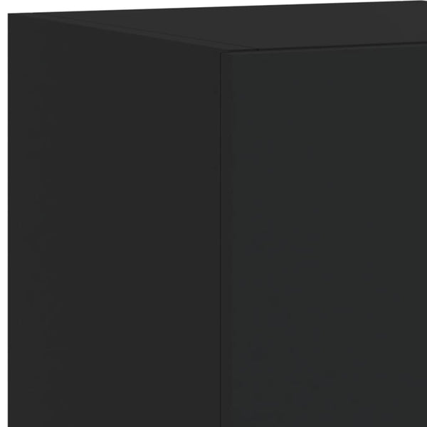 Schwarzer TV-Wandschrank Genutu 30,5x35x70cm (mit LED-Beleuchtung)
