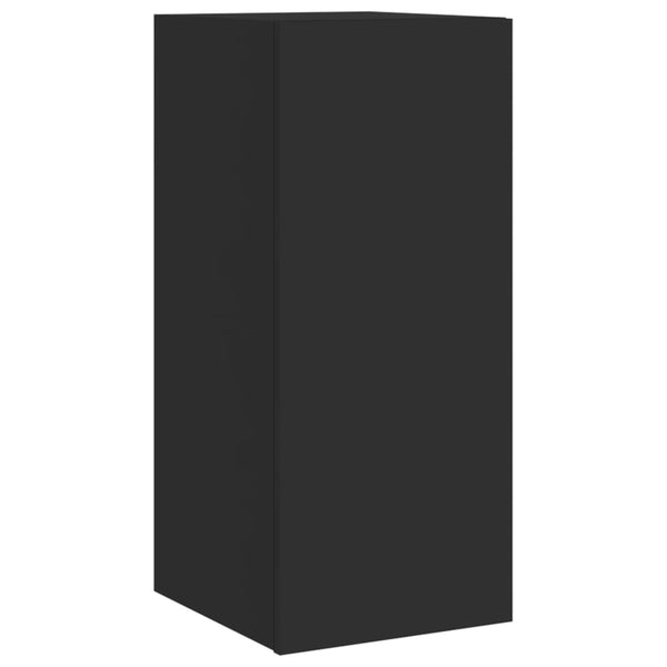 Schwarzer TV-Wandschrank Genutu 30,5x35x70cm (mit LED-Beleuchtung)