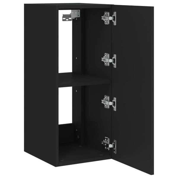 Schwarzer TV-Wandschrank Genutu 30,5x35x70cm (mit LED-Beleuchtung)