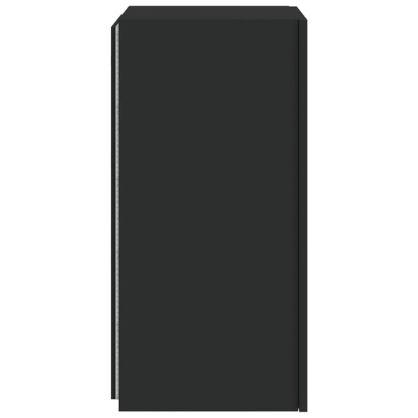 Schwarzer TV-Wandschrank Genutu 30,5x35x70cm (mit LED-Beleuchtung)