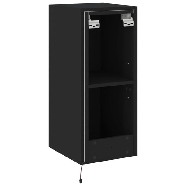 Schwarzer TV-Wandschrank Genutu 30,5x35x70cm (mit LED-Beleuchtung)