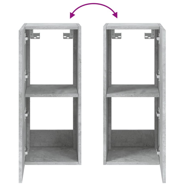 Betoninharmaa tv-seinäkaappi Genutu 30,5x35x70cm (led-valoilla)
