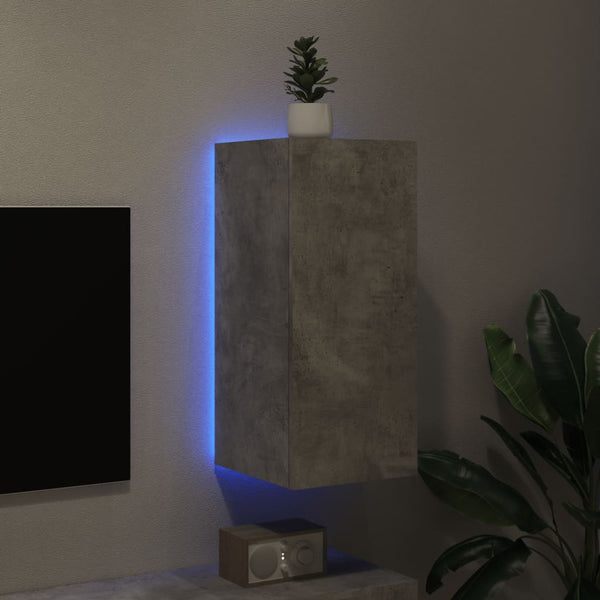 Betoninharmaa tv-seinäkaappi Genutu 30,5x35x70cm (led-valoilla)