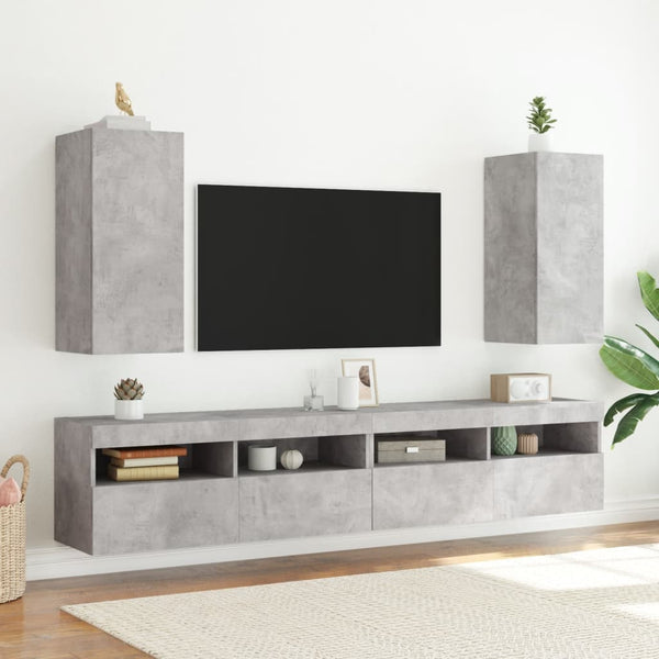 Betoninharmaa tv-seinäkaappi Genutu 30,5x35x70cm (led-valoilla)