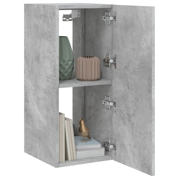 Betoninharmaa tv-seinäkaappi Genutu 30,5x35x70cm (led-valoilla)