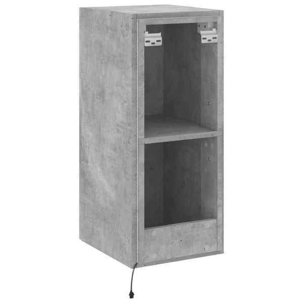 Betoninharmaa tv-seinäkaappi Genutu 30,5x35x70cm (led-valoilla)