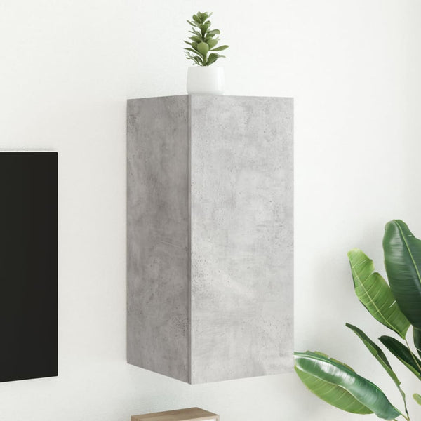 Betoninharmaa tv-seinäkaappi Genutu 30,5x35x70cm (led-valoilla)