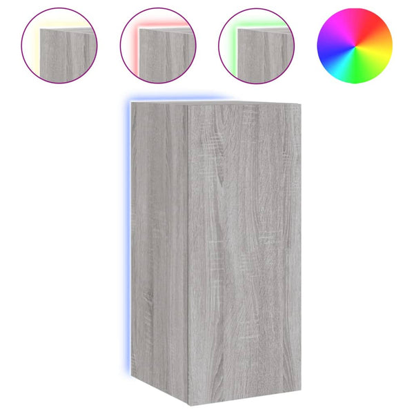 Harmaa tv-seinäkaappi Genutu 30,5x35x70cm (led-valoilla sonoma)