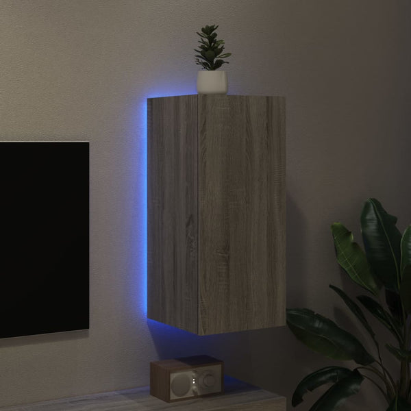 Harmaa tv-seinäkaappi Genutu 30,5x35x70cm (led-valoilla sonoma)