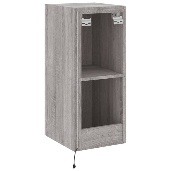Harmaa tv-seinäkaappi Genutu 30,5x35x70cm (led-valoilla sonoma)