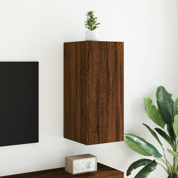 Ruskea tammi tv-seinäkaappi Genutu 30,5x35x70cm (led-valoilla)