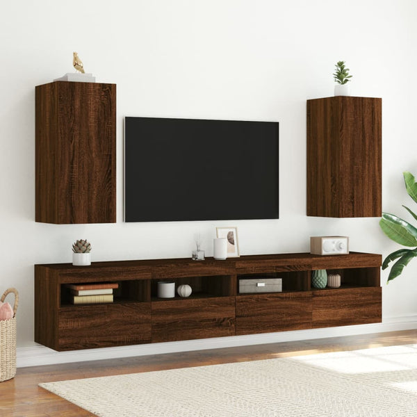 Ruskea tammi tv-seinäkaappi Genutu 30,5x35x70cm (led-valoilla)