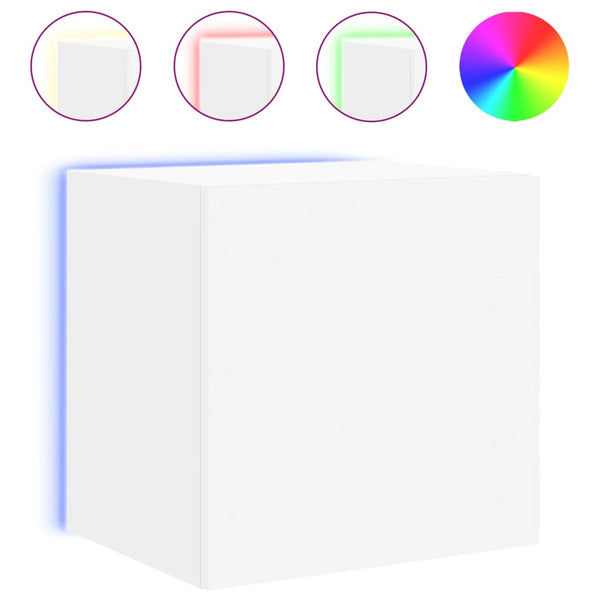 Weißer TV-Wandschrank Genutu 40,5x35x40cm (mit LED-Beleuchtung)