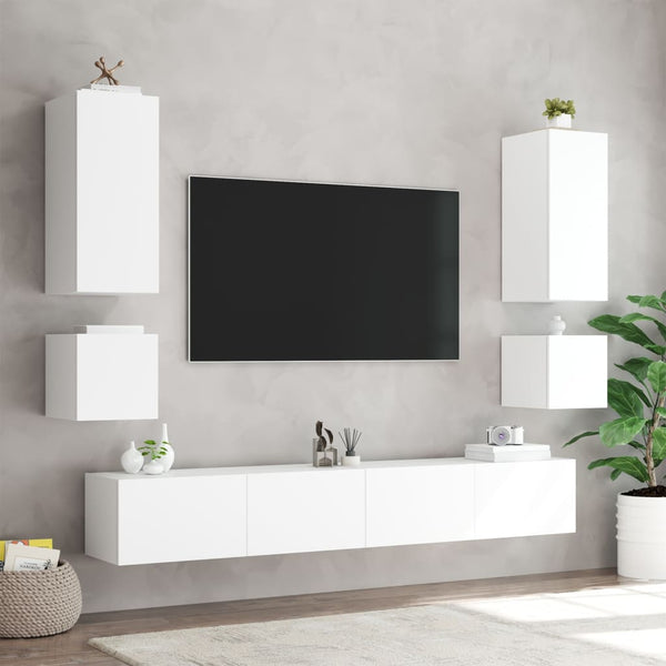 Weißer TV-Wandschrank Genutu 40,5x35x40cm (mit LED-Beleuchtung)