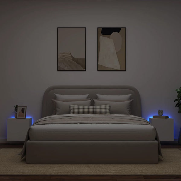 Valkoinen tv-seinäkaapit led-valoilla Genutu 40,5x35x40cm (2 kpl)