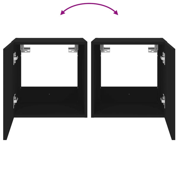 Musta tv-seinäkaappi Genutu 40,5x35x40cm (led-valoilla)