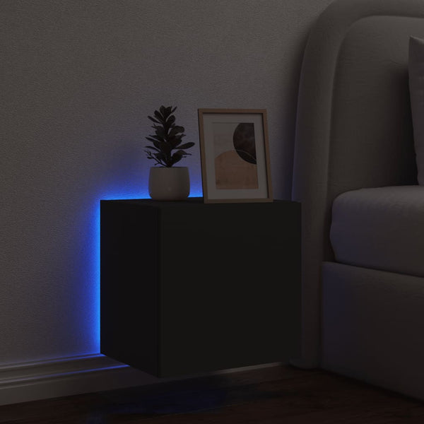 Musta tv-seinäkaappi Genutu 40,5x35x40cm (led-valoilla)