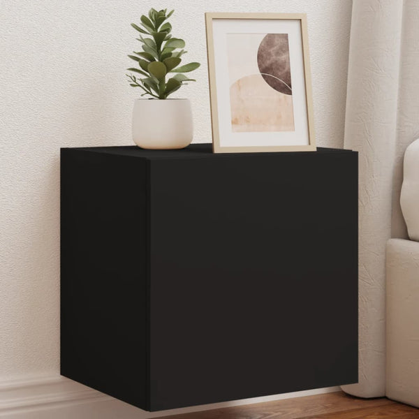 Musta tv-seinäkaappi Genutu 40,5x35x40cm (led-valoilla)