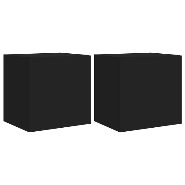 Musta tv-seinäkaapit led-valoilla Genutu 40,5x35x40cm (2 kpl)