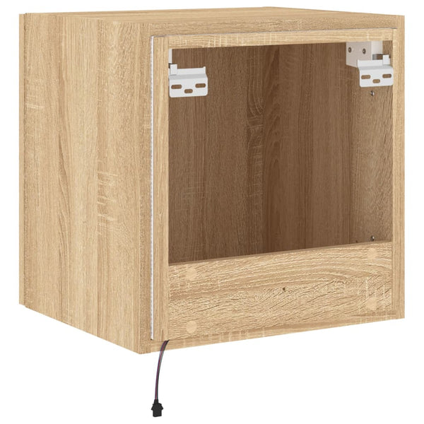 Sonoma-tammi tv-seinäkaapit Genutu 40,5x35x40cm (led-valoilla 2 kpl)