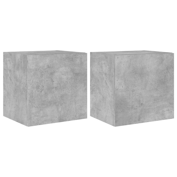 Betoninharmaa tv-seinäkaapit Genutu 40,5x35x40cm (2 kpl led-valoilla)