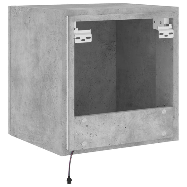 Betoninharmaa tv-seinäkaapit Genutu 40,5x35x40cm (2 kpl led-valoilla)