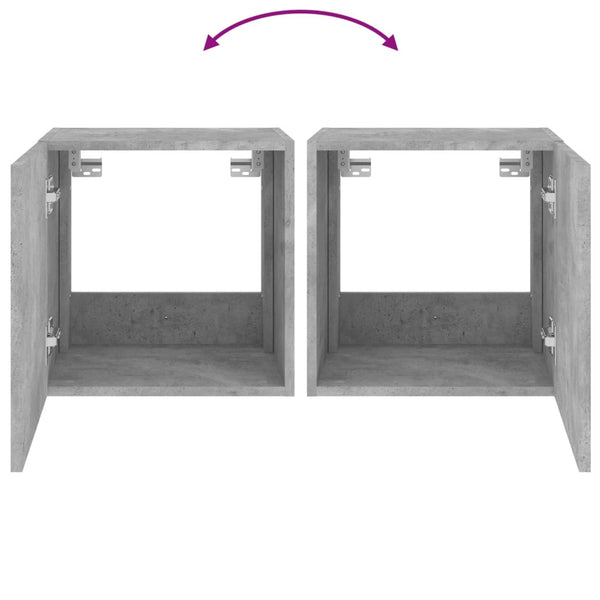 Betoninharmaa tv-seinäkaapit Genutu 40,5x35x40cm (2 kpl led-valoilla)