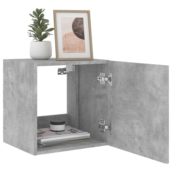 Betoninharmaa tv-seinäkaapit Genutu 40,5x35x40cm (2 kpl led-valoilla)
