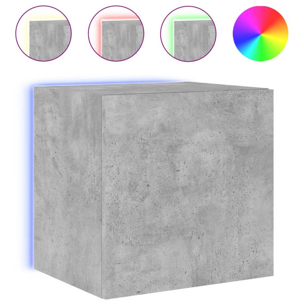 Betoninharmaa tv-seinäkaapit Genutu 40,5x35x40cm (2 kpl led-valoilla)