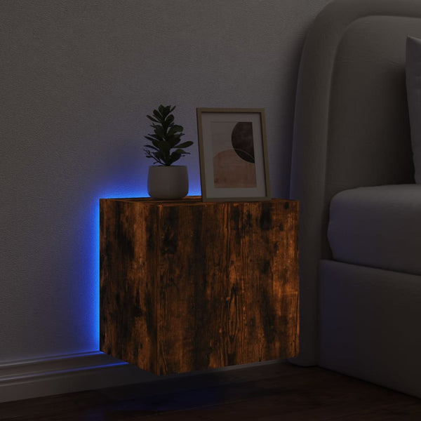 Savutammi tv-seinäkaappi Genutu 40,5x35x40cm (led-valoilla)