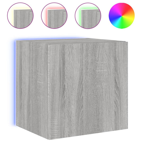 Harmaa tv-seinäkaappi Genutu 40,5x35x40cm (led-valoilla sonoma)